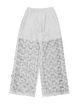 lace ribbon white pants