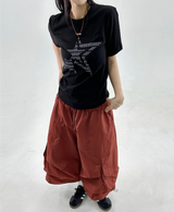 NYLON PARACHUTE BERMUDA PANTS❤🖤🩶💚