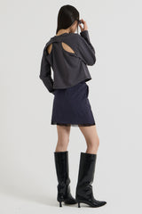 Cotton Layered Long Sleeve T-Shirt, Charcoal
