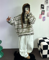 フリース❤リベットツーピンタックロングパンツ🖤🤍🩶3カラー