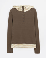 Jian High-Neck Color-Block Fleece Hooded Sweatshirt