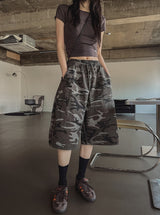 Military Snap Wide Bermuda Pants