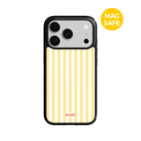 【MADE】パステル ストライプ イエロー アイフォン ケース [Glossy Glass/Magsafe]