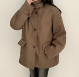 Is-neck buckle point quilted half coat