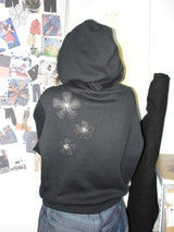 Bouclé Argyle Knit Zip-up Hoodie_Black
