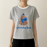 ベビーベア カラリングクロップド半袖Tシャツ (3 colors)