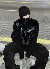 Fur leather winter mustang + deep black knit