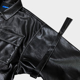 glossy strap shirt_black