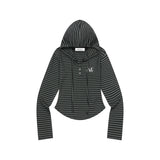 アストンストライプスリムフードTシャツ