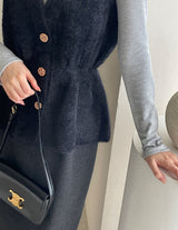 Shua Mink Smoke Peplum Knit Vest