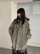 [unisex] オシャロウォッシングオーバーフードジャケット