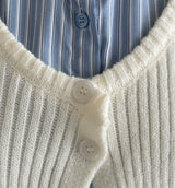 Paulin Layered Stripe Shirt Knit Cardigan