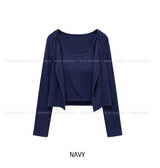 Eka Ribbed Crop Cardigan set