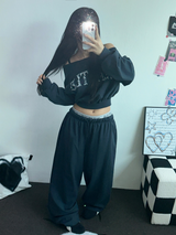 HIP PRINTING レタリングワイドパンツ 💟💙🩶4COLOR
