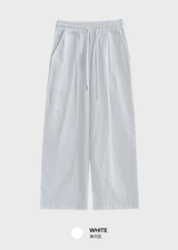 Cool Pin Tuck Linen Wide Pants