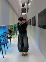Stand Cat Balloon Denim Pants