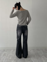 [unisex] 641 cat-washed bootcut denim pants