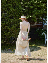 Dahlia Floral Halter Dress Yellow