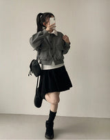 ルットコーデュロイサイドピンタックスリットバンディングワイドパンツ