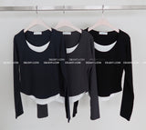 カラーリングレイヤードUネックロングスリーブTシャツ
