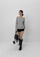 [MADE] Kenneck Knit Button Off-shoulder Long Sleeve T-shirt