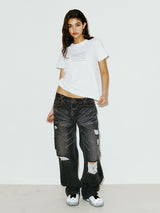 NYX FLAG APLIQUE TEE WHITE