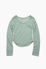 Summer U-neck Ribbed Long Sleeve
