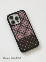 【MagSafe】ビンテージパッチケース_ピンクブラウン