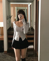 キッツフィットディープVネックBL /トップ