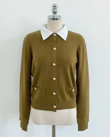 Atin Shirt Collar Pocket Knit Cardigan
