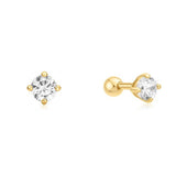 gold sparkle round barbell single piercing E070-03G