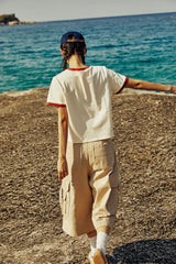 (W) 9229 オーバープリントリンガーTシャツ