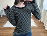 レースストライプTシャツ