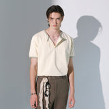 henley neck concho ringer t-shirt cream