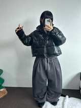 ノンフリース🔥ストリングバルーンワイドカーゴロングパンツ 🔥🤍🖤🩶💚5カラー