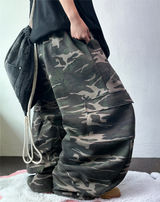 SEMI BALLOON WIDE OVER CARGO MILITARY LONG PANTS 🐝💚🤎 - 2 COLORS