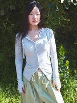 HOODIE WARMER CARDIGAN (LIGHT-GRAY)