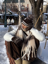 Zero Nine Cozy Snowflake Drop Knit Beanie