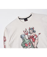RG キス＆リスク ウォッシュド長袖Tシャツ (Ecru)