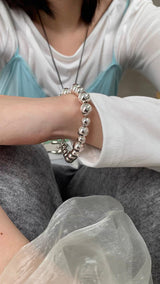 Silver ball@ball@ball bracelet