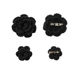handmade knit flower brooch set - black
