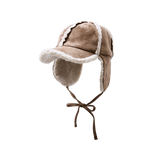Suede Shearling Ball Cap (Brown)