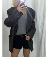 [F/W] Leather aging overfit blazer(2color)