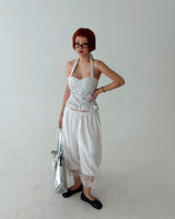 dot halter neck smoke blouse