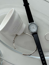 Oval leather watch