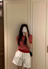 Slow Boucle Striped Short Sleeve Knit / 5 colors