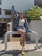 カッティングウエストショーツデニムパンツ