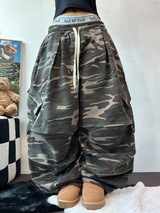 BALLOON MILITARY SWEAT PARACHUTE PINTUCK PANTS 🩶💚🖤2COLOR