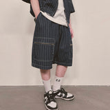 stripe denim shorts_blue