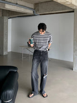 LMN D.O. ストライプオーバーサイズフィット半袖Tシャツ (3 colors)